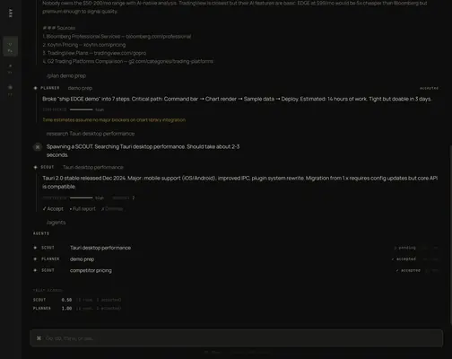ARK Flow · agents and their history