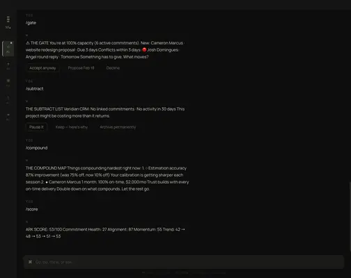 ARK Flow · four slash commands