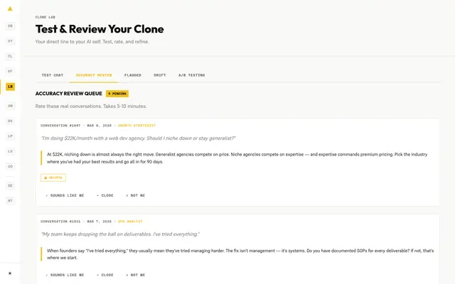 Mentor portal · Clone Lab, accuracy review