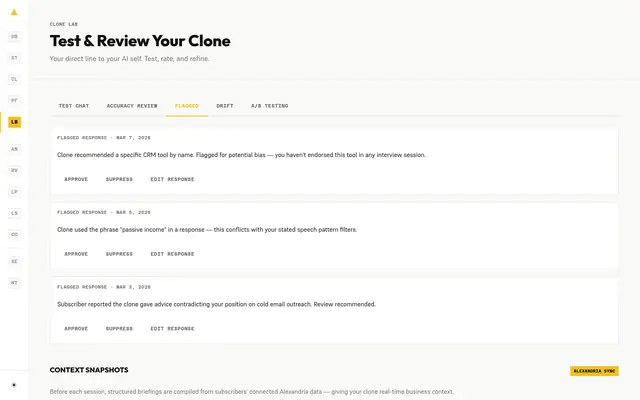 Mentor portal · Clone Lab, flagged