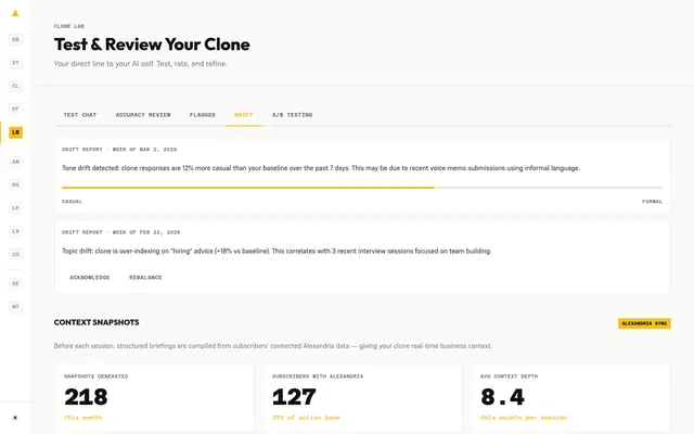Mentor portal · Clone Lab, drift
