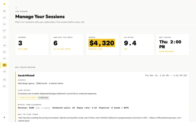 Mentor portal · Live Sessions
